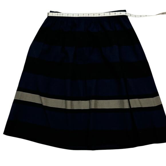 Zara Striped Blue Black Color Block Midi Skirt Women Large Classic Corporate - Picture 6 of 7